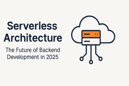 Serverless architecture illustration showing cloud functions and backend development workflow