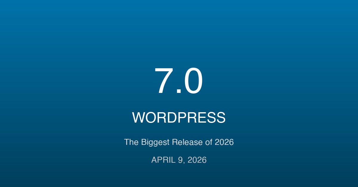WordPress 7.0 - The Biggest Release of 2026 - April 9, 2026