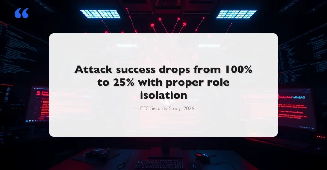 Dark cybersecurity control room with AI neural network visualization and WordPress prompt injection warning alerts