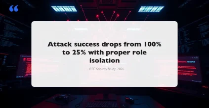 Dark cybersecurity control room with AI neural network visualization and WordPress prompt injection warning alerts