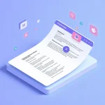 Isometric illustration of a webpage with structured data markup and floating UI elements