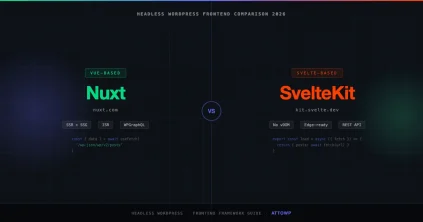 Nuxt vs SvelteKit comparison for headless WordPress development in 2026